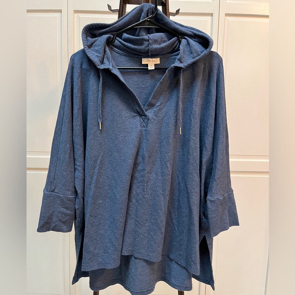 Style & Co. Heather Blue Hooded Top